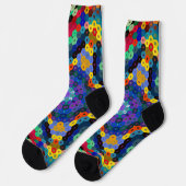 Chaussette Mandala Hexagonal Bleu Jaune Rouge et Vert (Gauche)