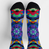 Chaussette Mandala Hexagonal Bleu Jaune Rouge et Vert (Haut)