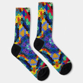 Chaussette Mandala Hexagonal Bleu Jaune Rouge et Vert (Droite)