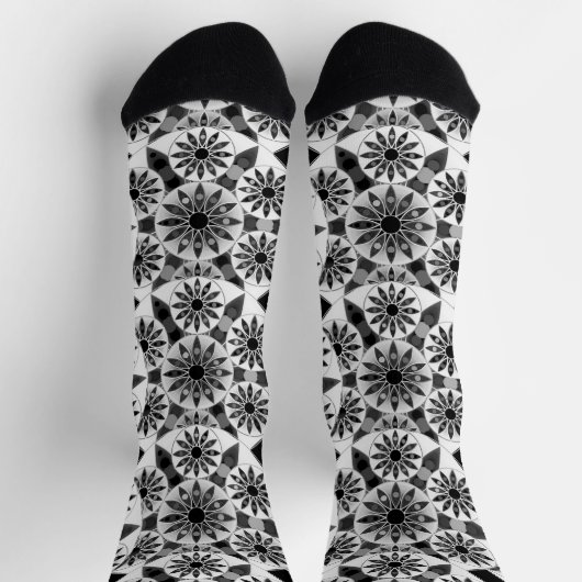 Chaussette Mandala motif, noir, blanc et gris / gris (Haut)