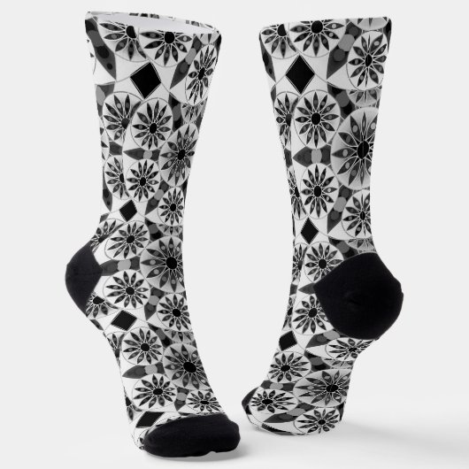 Chaussette Mandala motif, noir, blanc et gris / gris (Angulaire)