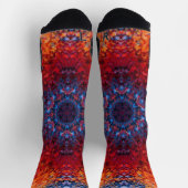Chaussette Mandala numérique rouge orange et bleu (Haut)