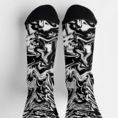 Chaussette Marbleized Noir et Blanc Moderne Artwork Abstrait (Haut)