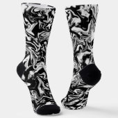 Chaussette Marbleized Noir et Blanc Moderne Artwork Abstrait (Angulaire)