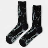 Chaussette Marbre aspect veiné de turquoise clair et noir (Gauche)