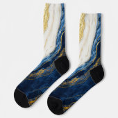 Chaussette Marbre bleu marine de luxe et feuille d'or (Gauche)