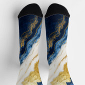 Chaussette Marbre bleu marine de luxe et feuille d'or (Haut)