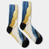 Chaussette Marbre bleu marine de luxe et feuille d'or (Droite)
