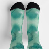 Chaussette Marbre Bleu Vert Sarcelle | Nom Personnalisé (Haut)