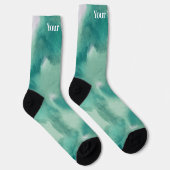 Chaussette Marbre Bleu Vert Sarcelle | Nom Personnalisé (Droite)