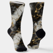 Chaussette Marbre de luxe blanc, or et noir élégant (Angulaire)