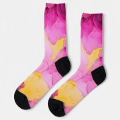 Chaussette Marbre rose et jaune (Gauche)