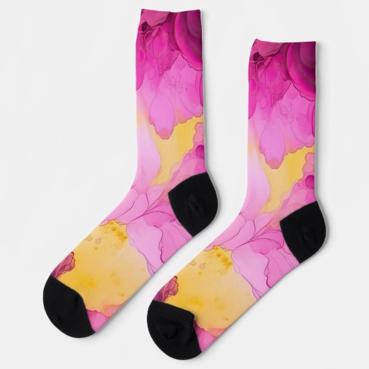 Chaussette Marbre rose et jaune (Gauche)
