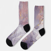 Chaussette Marbre violet et or (Gauche)