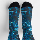 Chaussette Marbres d'eau bleu brillant cool abstrait (Haut)