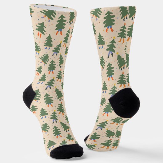 Chaussette Marche Whimsical Motif des arbres de Noël (Angulaire)