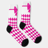 Chaussette Mardi Gras Cute Bow Rose Chaussettes Carnival Blan (Droite)