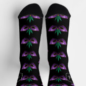 Chaussette Mardi Gras Masque Purple Vert Étincelles Monogramm (Haut)