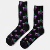Chaussette Mardi Gras Masque violet vert or éclaboussures mot (Gauche)