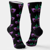 Chaussette Mardi Gras Masque violet vert or éclaboussures mot (Angulaire)