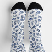 Chaussette Mariage à l'aquarelle moderne bleu de la côte de p (Haut)