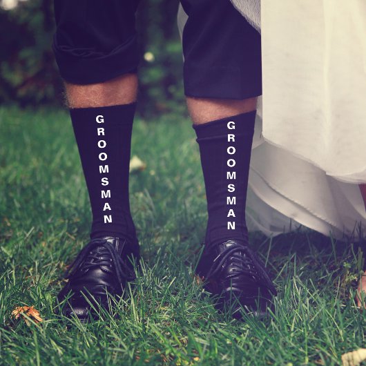 Chaussette Mariage Groomsman noir personnalisé