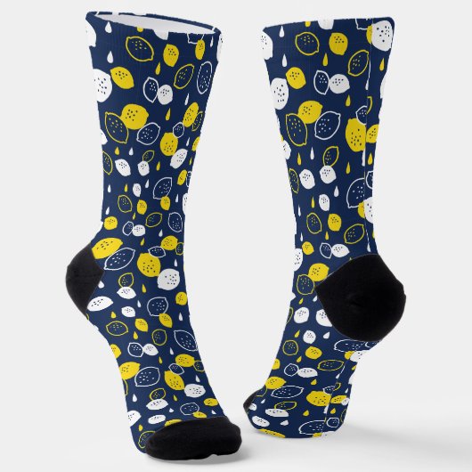 Chaussette Marine Blue Lemon Art - Refresh Citrus Design (Angulaire)