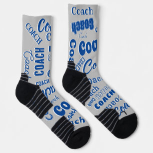 Chaussette Marine Blue Silver Personnalisé Coach Nom Cadeau A