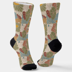 Chaussette Matisse Groovy floral Art Nouveau 1970s Boho