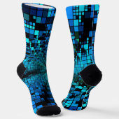 Chaussette Matrice de pixels bleus futuristes (Angulaire)