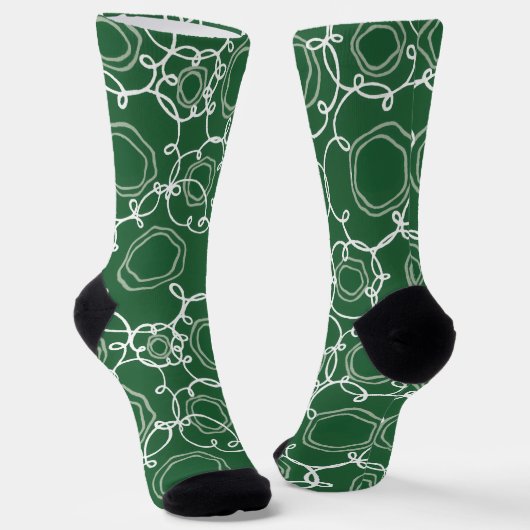 Chaussette Matrice florale abstraite (vert foncé) Beaux-arts (Angulaire)