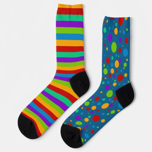 Chaussette Mauvaise concordance Arc-en-ciel rayures Polka Dot (Gauche)