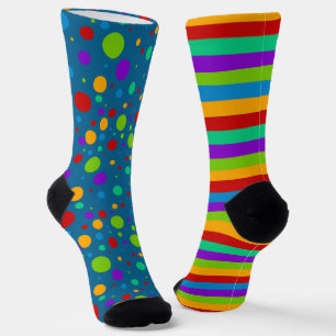 Chaussette Mauvaise concordance Arc-en-ciel rayures Polka Dot