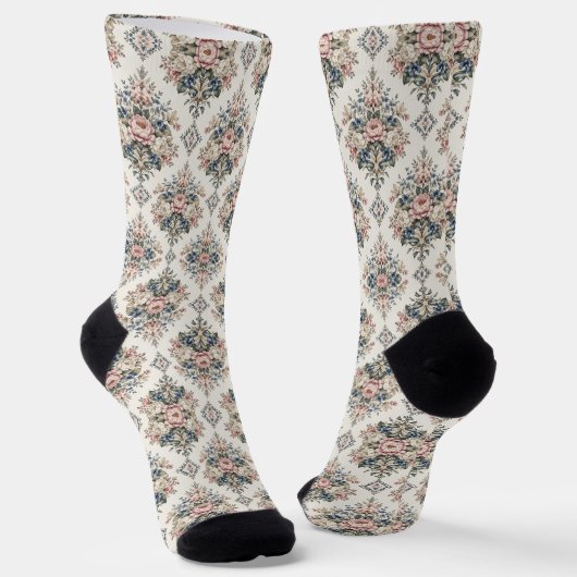 Chaussette Médaillons botaniques élégants intemporels (Angulaire)
