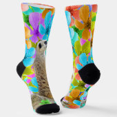 Chaussette Meerkat Dans Les Fleurs, Chaussettes D'Équipage (Angulaire)