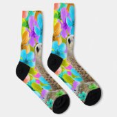 Chaussette Meerkat Dans Les Fleurs, Chaussettes D'Équipage (Droite)