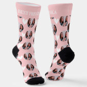 Chaussette Meilleur Ami Photo Collage Motif rose pâle (Angulaire)
