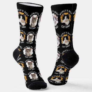 Chaussette Meilleur Chat Papa - Custom 3 Photos de Chat Noir