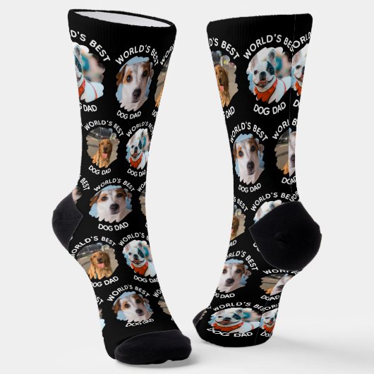 Chaussette Meilleur Chien Papa du monde - Custom 3 Photos Chi (Angulaire)