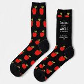 Chaussette Meilleur nom d'enseignant motif de pomme rouge per (Gauche)