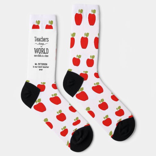 Chaussette Meilleur nom d'enseignant motif de pomme rouge per (Droite)