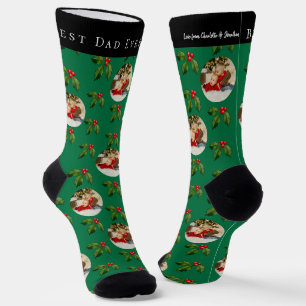 Chaussette Meilleur Papa du Monde Enfant Photo & Nom Noël
