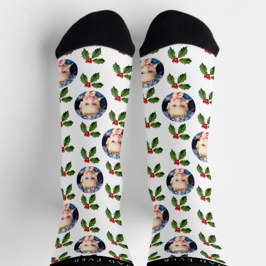 Chaussette Meilleur papa Ever Enfants Photo Holly Berry Noël (Haut)