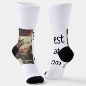 Chaussette Meilleure maman chat papa ajouter chat photo nom c (Angulaire)