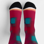 Chaussette Mélange abstrait rouge et sarcelle (Haut)