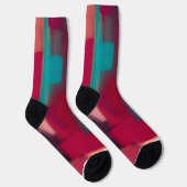 Chaussette Mélange abstrait rouge et sarcelle (Droite)