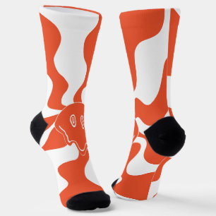 Chaussette Mélange de sourire en orange et blanc