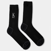 Chaussette Mens nom monogramme moderne élégant noir et blanc (Droite)