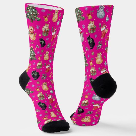 Chaussette Meowy Christmas Cat Lover Crew Socks (Angulaire)