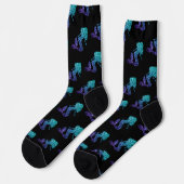 Chaussette Mermaid aqua bleu ombre motif noir (Gauche)